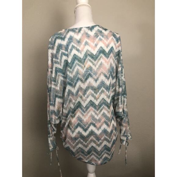 Annabelle Small Dolman Sleeve Tunic Chevron Stripe Top Cinched Oversized #4998 - Picture 5 of 9
